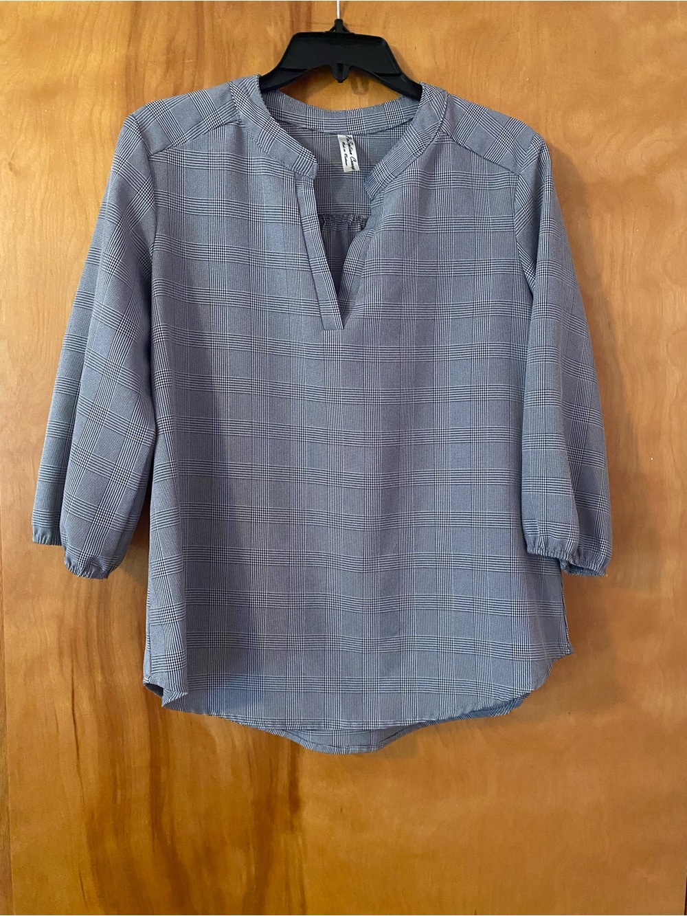 PerSeption Concept Plaid Split V-Neck Tunic